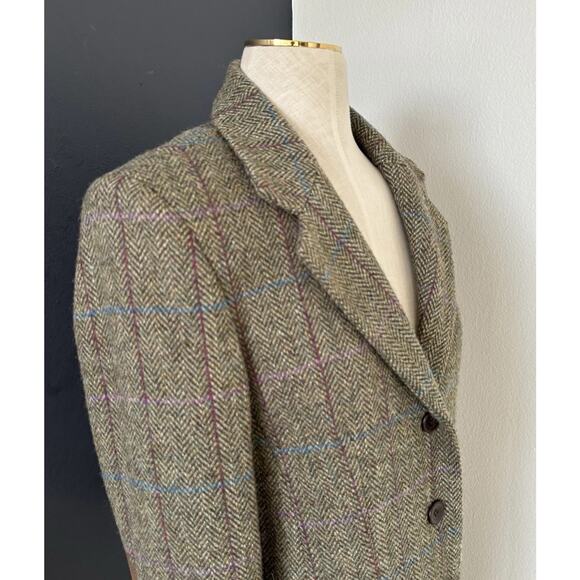 HARRIS TWEED Women Blazer Hand Woven Pure Wool Quite Luxury Preppy Academia - Picture 4 of 16
